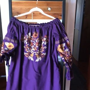Free People Royal purple embroidered Dress